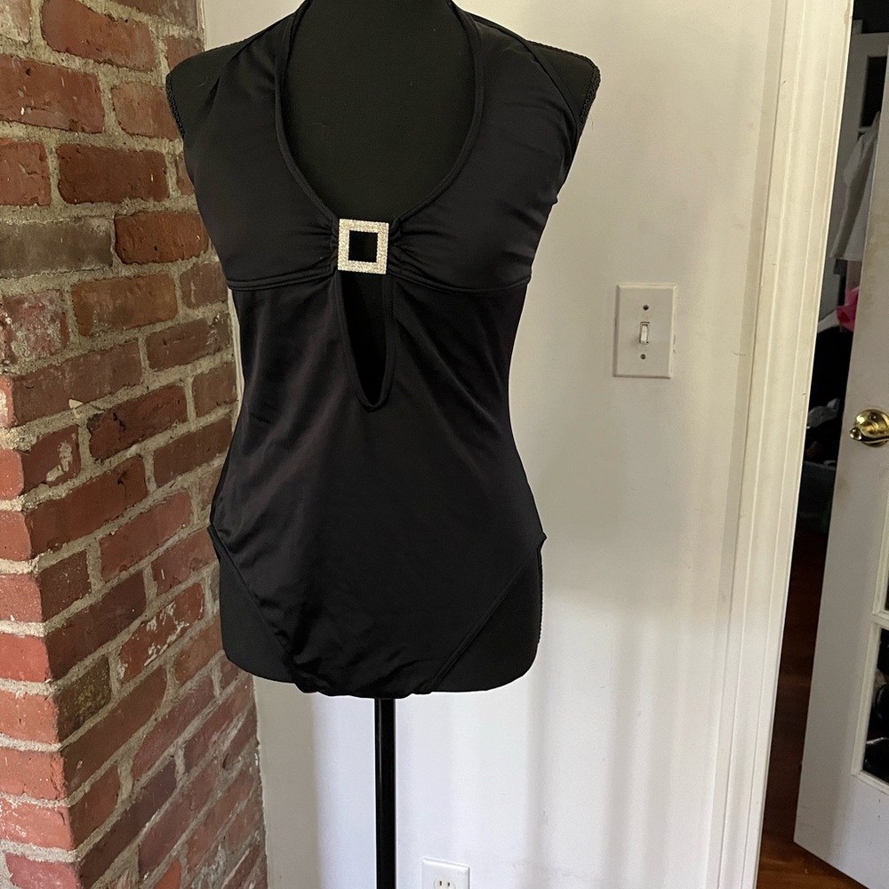 Boutique size 12 black bathing suit with buckle in the front new with tags